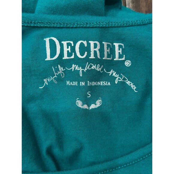 Decree Teal Scoop Neck Half Sleeve Womens Top Sz Small - Picture 5 of 9